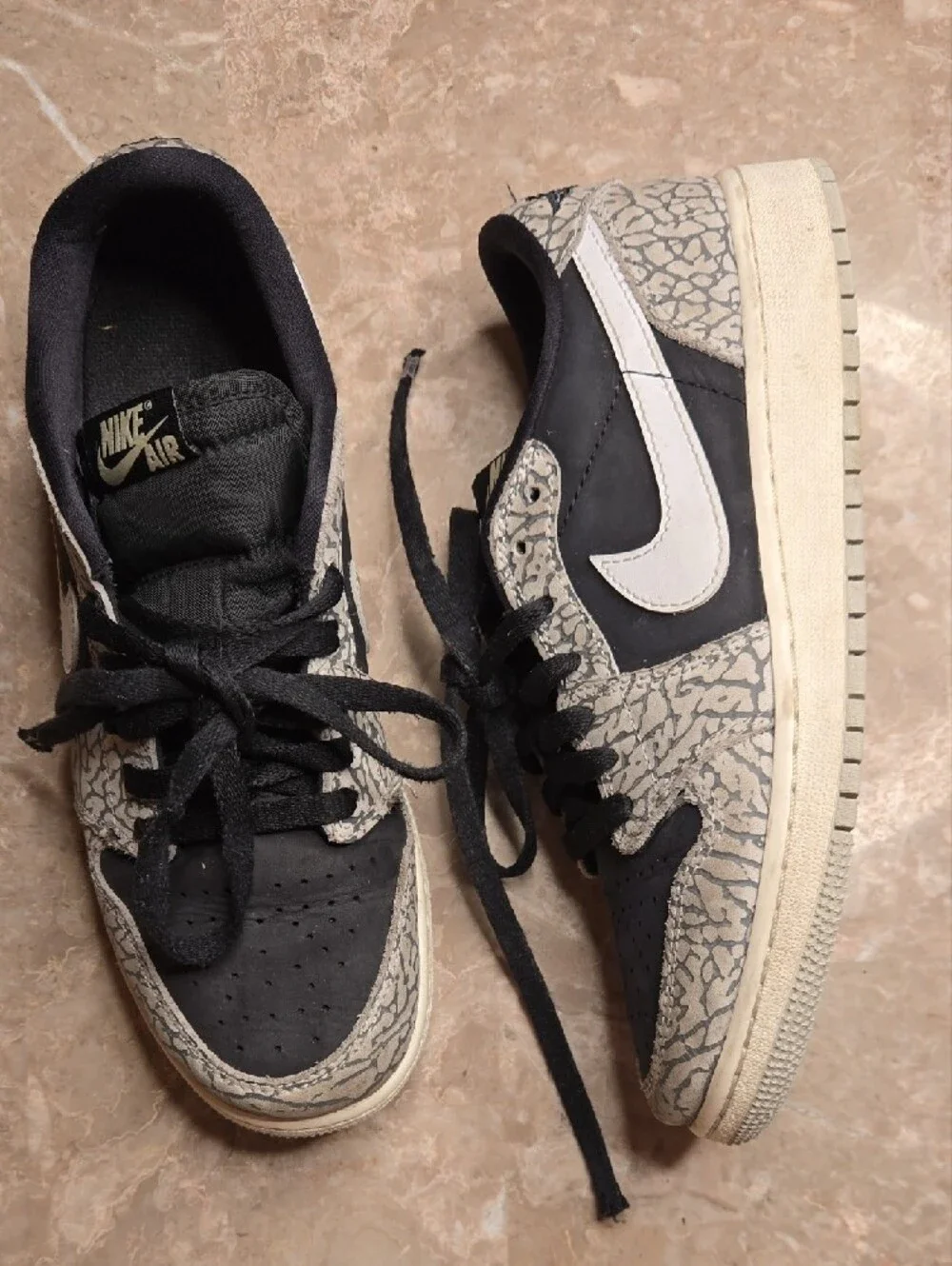 Nike Black Sneakers with Gray Elephant Print